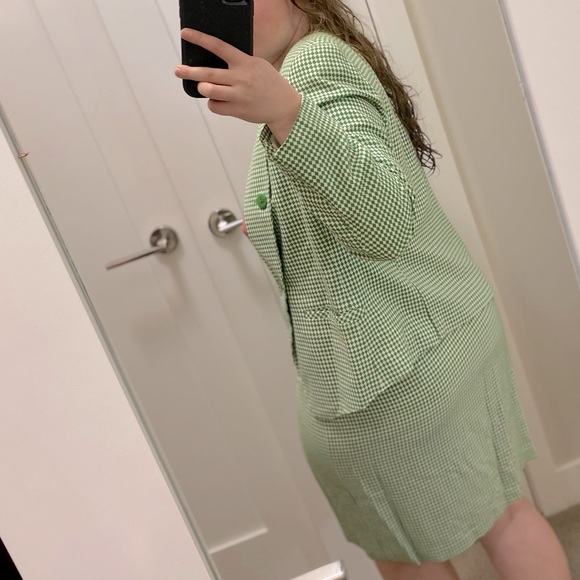 2 piece set blazer skirt gingham green - Picture 2 of 16